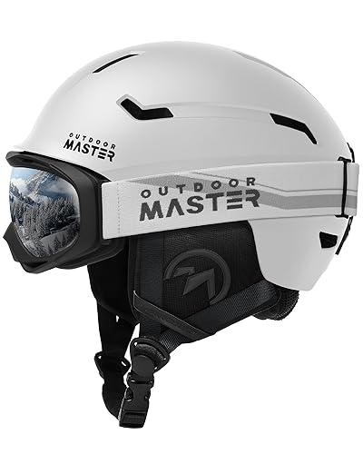 OUTDOORMASTER スキー ヘルメット ゴーグル付き スノーボード ヘルメット バイザー付き スノーヘルメット 通気スイッチ 全方位調整アジャスター 高密度EPS スキー用ヘルメット 3D保護クッション 取り出し可能 洗濯可能 大人用 男女兼用 5