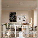 Fairy Baby ベビーゲート ペットゲート ペットドア付き 猫 犬 ゲート 高さ76cm ベビーフェンス 突っ張り式 ダブルロック 自動閉鎖 両開き扉 赤ちゃんゲート ベビーガード 玄関 階段 拡張フレーム付き(ホワイト、取付幅208-215cm)