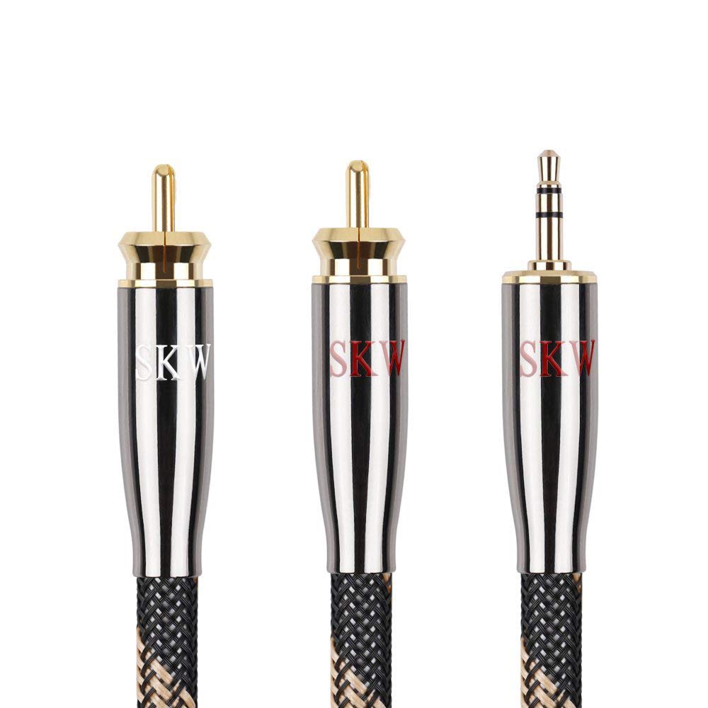 SKW RCA 3.5mm 変換ケーブル 5.0M ステレオケーブル RCA 3.5mm オーディオケーブル [オスーオス] アン..