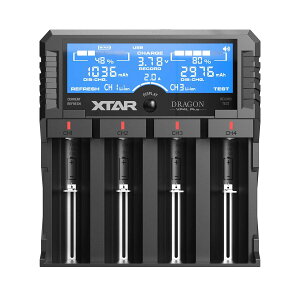XTAR DRAGON VP4L Plus(リチウム充電器 高機能電池充電器 3.6V/3.7Vリチウムイオン電池 10400?32650 1.2V ニッケル水素電池/ニカド電池対応 AAAA/AAA/AA/A/SC/C 電池の劣化判定 バッテリー活性化機
