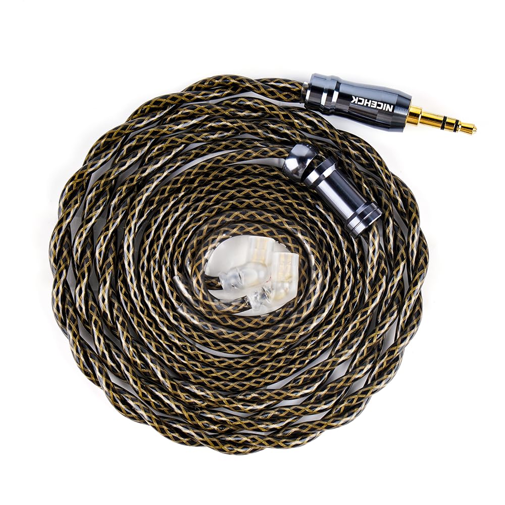 NICEHCK GodDNA イヤホンリケーブル アップグレードケーブル qdc 2Pin 3.5mm 銅銀合金+銀メッキ合金銅+銀メッキ7N高導電銅ミックス デュアルシールド構造 交換用 音質改善 イヤモニ hifi 金属製コネクタ 着脱式 1.2m(3