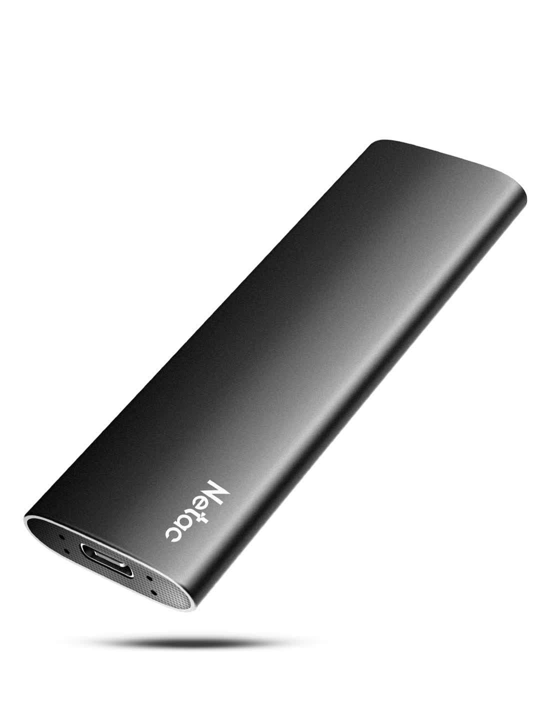 楽天湖南オンラインNetac SSD 外付け 500GB 超小型 USB3.2 Gen2最大550MB/s 正規品3年 上質なレザーポーチ付き PS5 外付けSSD PS4/Android スマホ/Xbox拡張 Type-C/A対応 超薄軽量アルミ筐体/耐衝撃/静音/黒