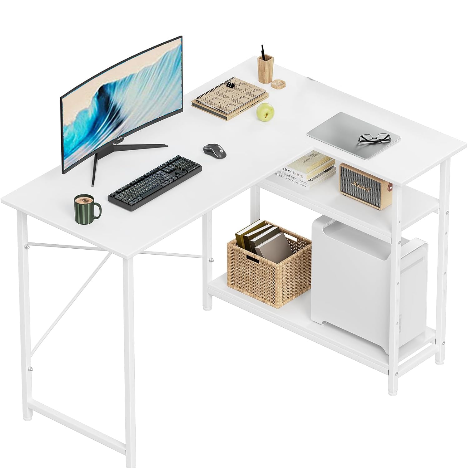 PQNLXLN PCデスク 机 L字 勉強机 学習机 ゲーミングデスク 左右入替え リモートワーク 省スペース 幅100cm