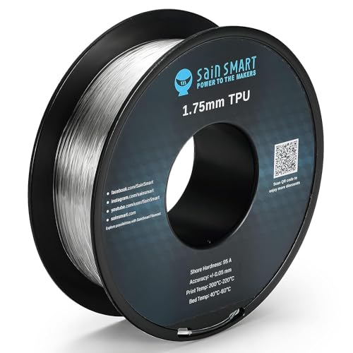 SainSmart 3Dプリンター TPUフィラメント 透明 95A 1.75mm径 寸法精度+/-0.05mm 柔軟性も耐久性も優れる新型素材 弾性樹脂 0.8KG