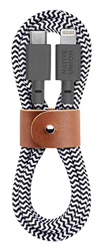 NATIVE UNION [lCeBujI] BELT Cable USB-C to CgjO f[^ }[dP[u [MFiF] iPhone/iPadΉ (1.2m)(Zebra)