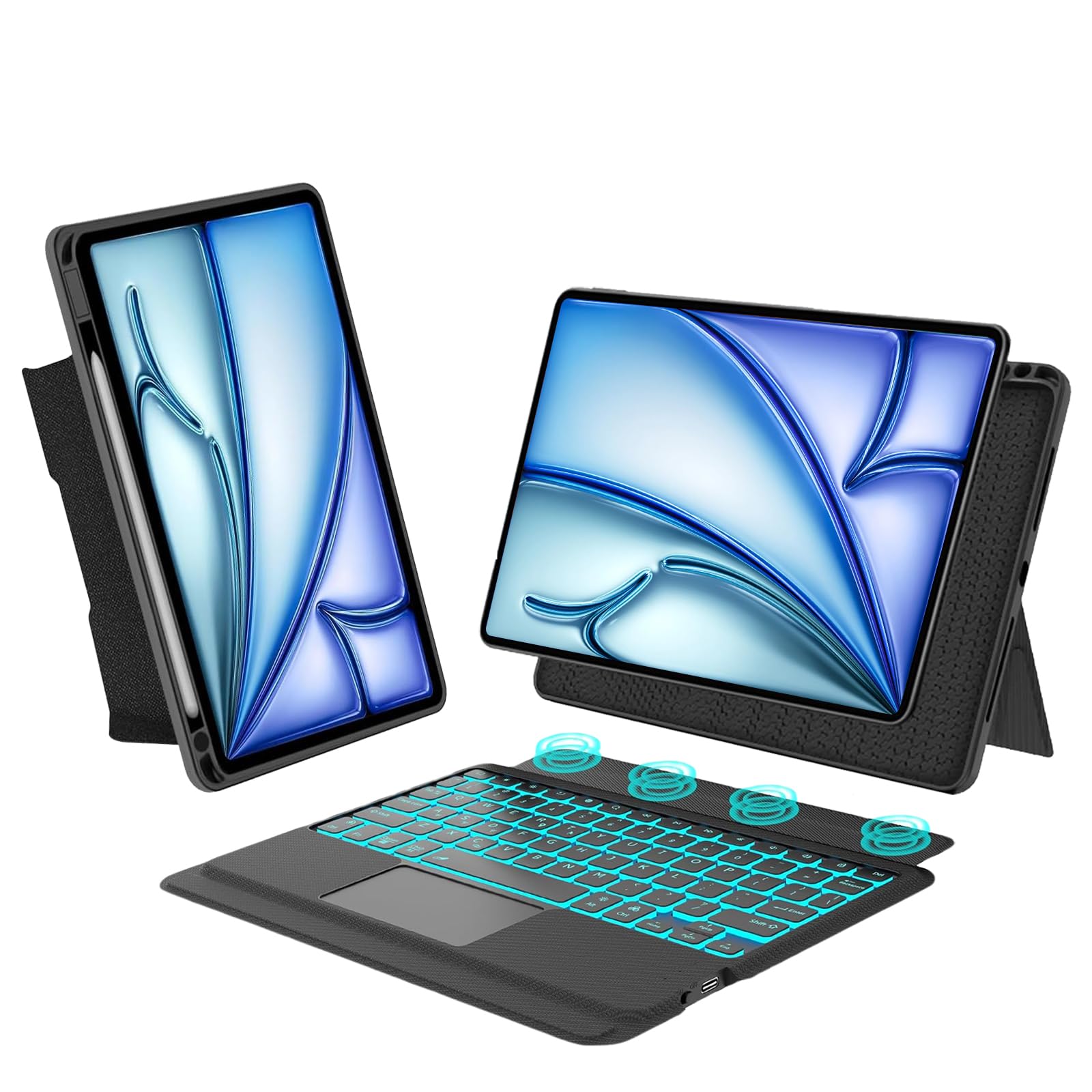 乐天商城 - 【2025年新登場】ipad air 13インチ ケース キーボード (M3 2025,M2 2024) 横/縦置き タッチパッド付き ipad pro 12.9 キーボード 第3/4/5/6世代対応 iPad Pro 12.9インチ ケース 分離式 マル