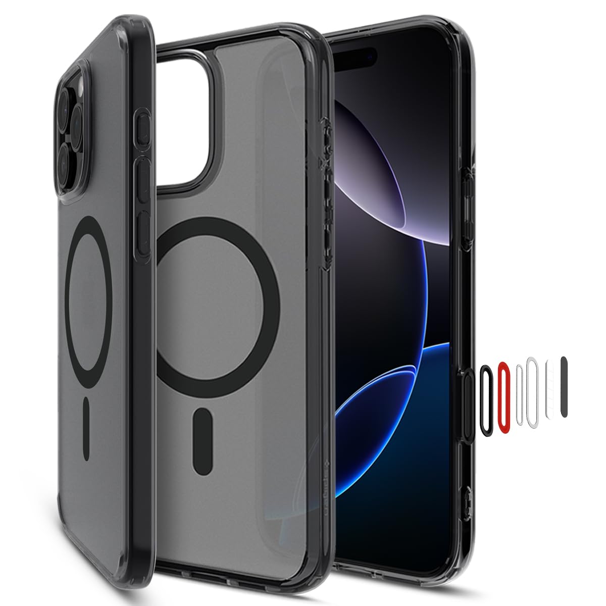 乐天商城 - Spigen 【カメラコントロールカバー付き】iPhone 16 Pro Max ケース MagSafe対応 半透明 クリア ボタン保護 埃防止 ストラップホール 米軍MIL規格 ウルトラ・ハイブリッドT・マグフィット ACS08507 (フロスト・ブラッ