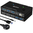 ANXQQ パソコン 2台 モニター 1台 切り替え、8k@60HZ KVMスイッチ HDMI、共有マウスキーボードプリンター、ドライバー不要 簡単接続、USBケーブル、有線リモコン、電源アダプターが付属