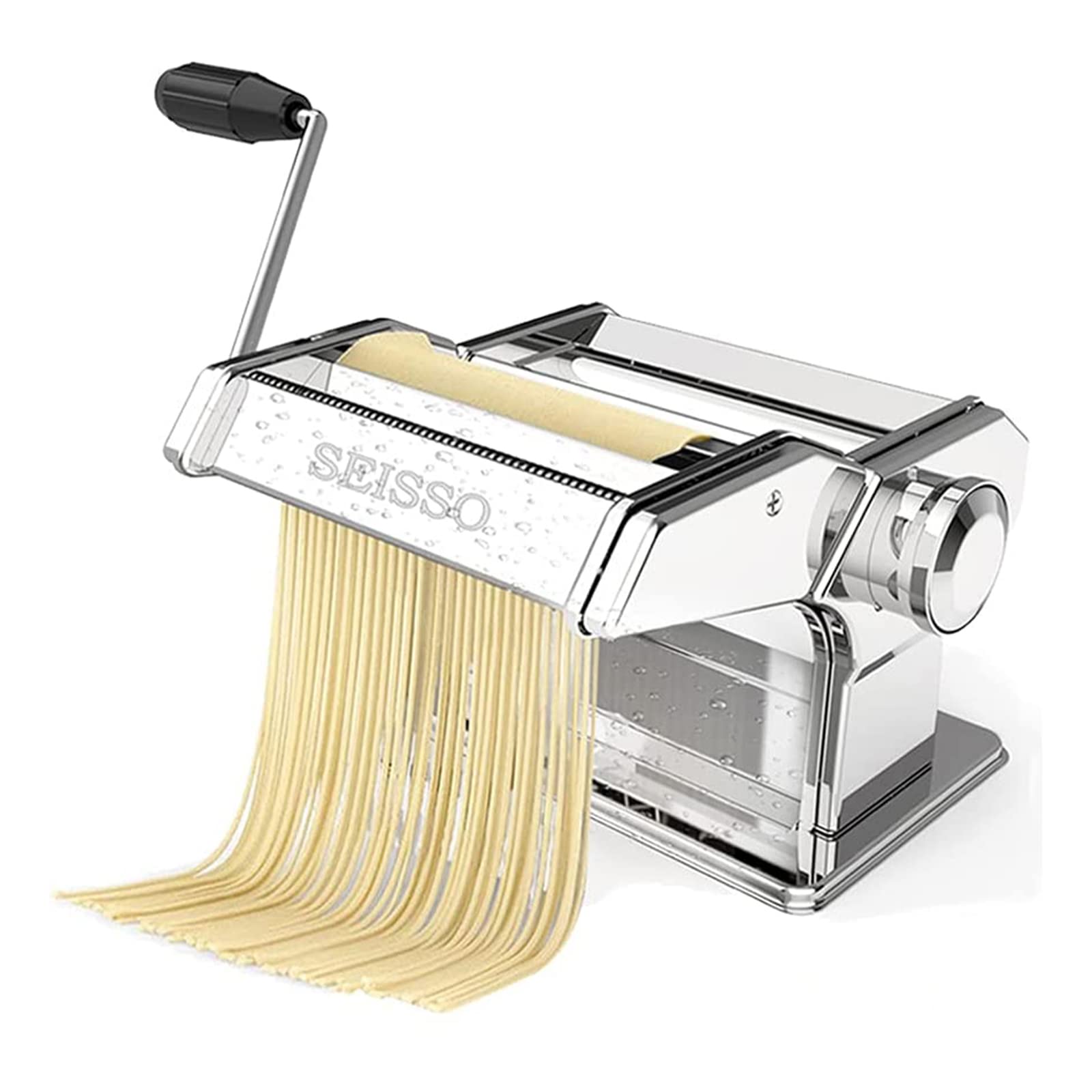 SEISSO 水洗える製麺機 パスタマシン そば打ち機 分離式 切り幅2mm 4mm厚さ幅調節可能 2種類カッター お手入れ簡単 ローラーカッター式 食品級ステンレス製 うどん 餃子など