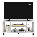 DEVAISE テレビ台 テレビボード ローボード tv台 キャスター付き tvボード 移動便利 40インチまで対応 コーナー 幅90cm コンパクト 省スペース型 簡単組立 おしゃれ ホワイト