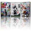 アルミフレーム Banksy バンクシー 愛とお金絵画 写真 -額入り Banksy Banksy ストリートグラフィティ芸術絵画 リビングルーム 寝室 壁飾り 玄関コレクション アートボード 部屋飾り 玄関 壁掛け 壁飾り 3点