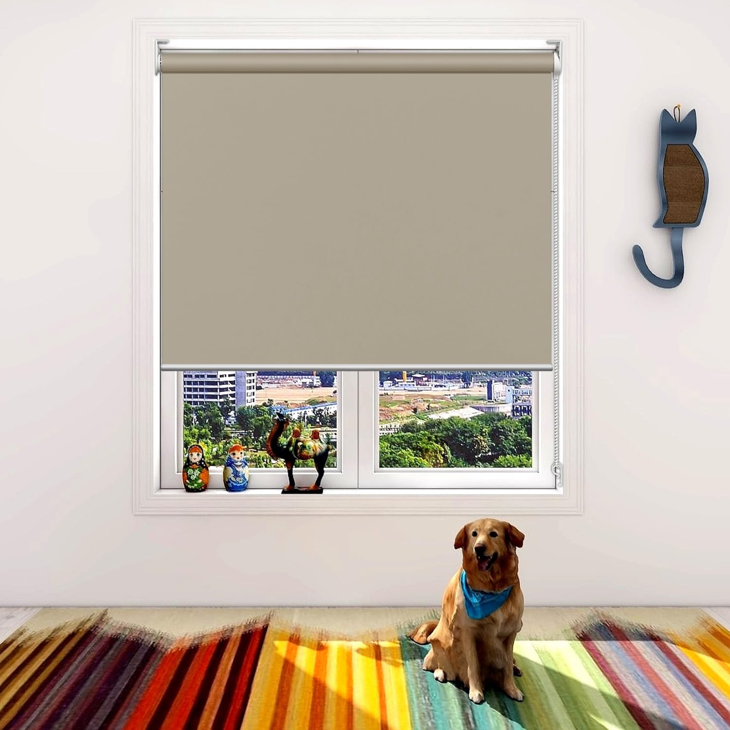 FHSBlinds ロールスクリーン ロールカーテン オーダーメイド 1級遮光 カーテンレール付け可能 防水 0.5cm単位オーダー 両面同色 遮熱 チェーン式 UVカット 目隠し 紫外線対応 調光 子供ルーム 幅30~250cm/丈・250cm 断熱 F