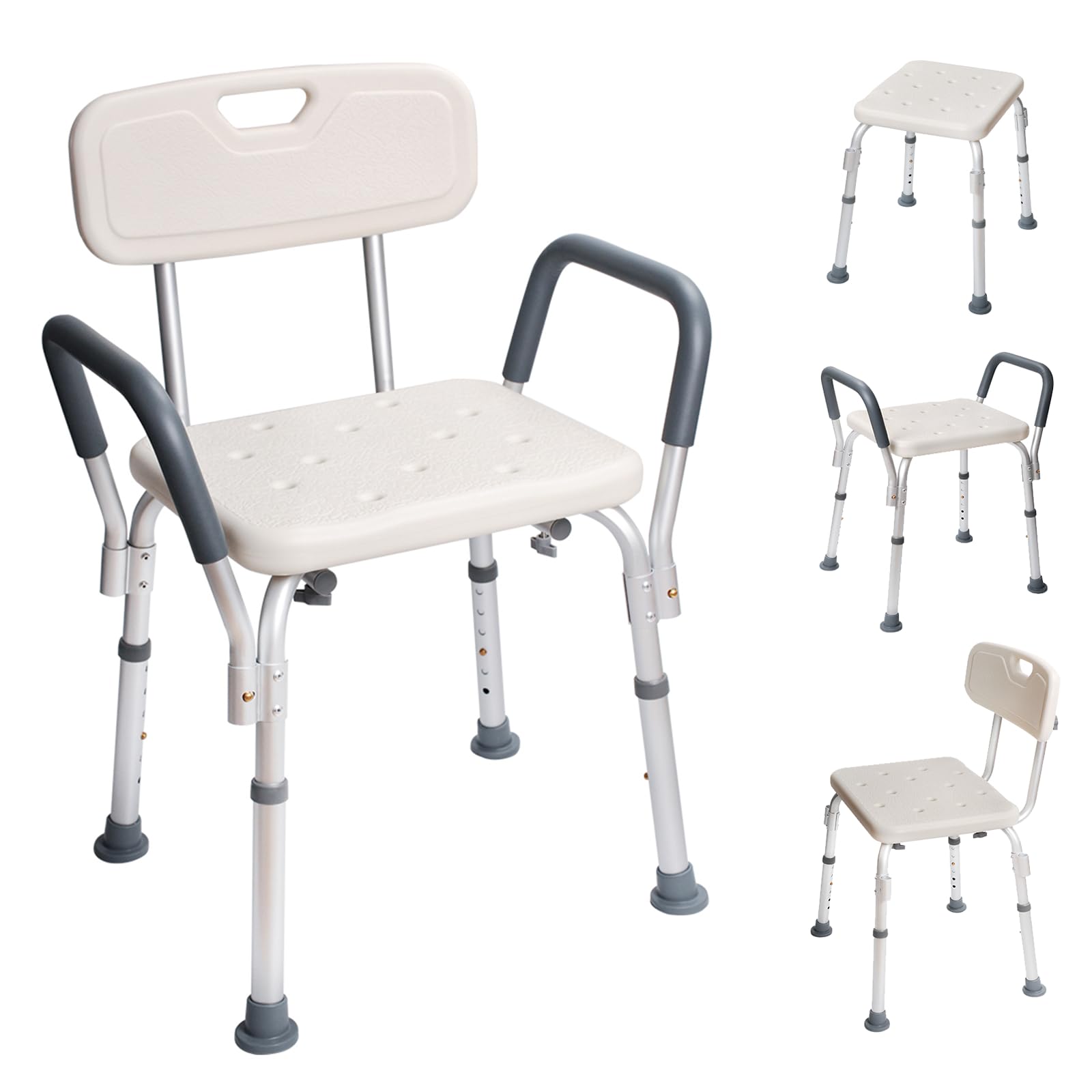 お風呂椅子 介護用 介護 風呂 椅子 6段階高さ調節可能 耐荷重136kg シャワーチェア 肘掛け付き シャワ..