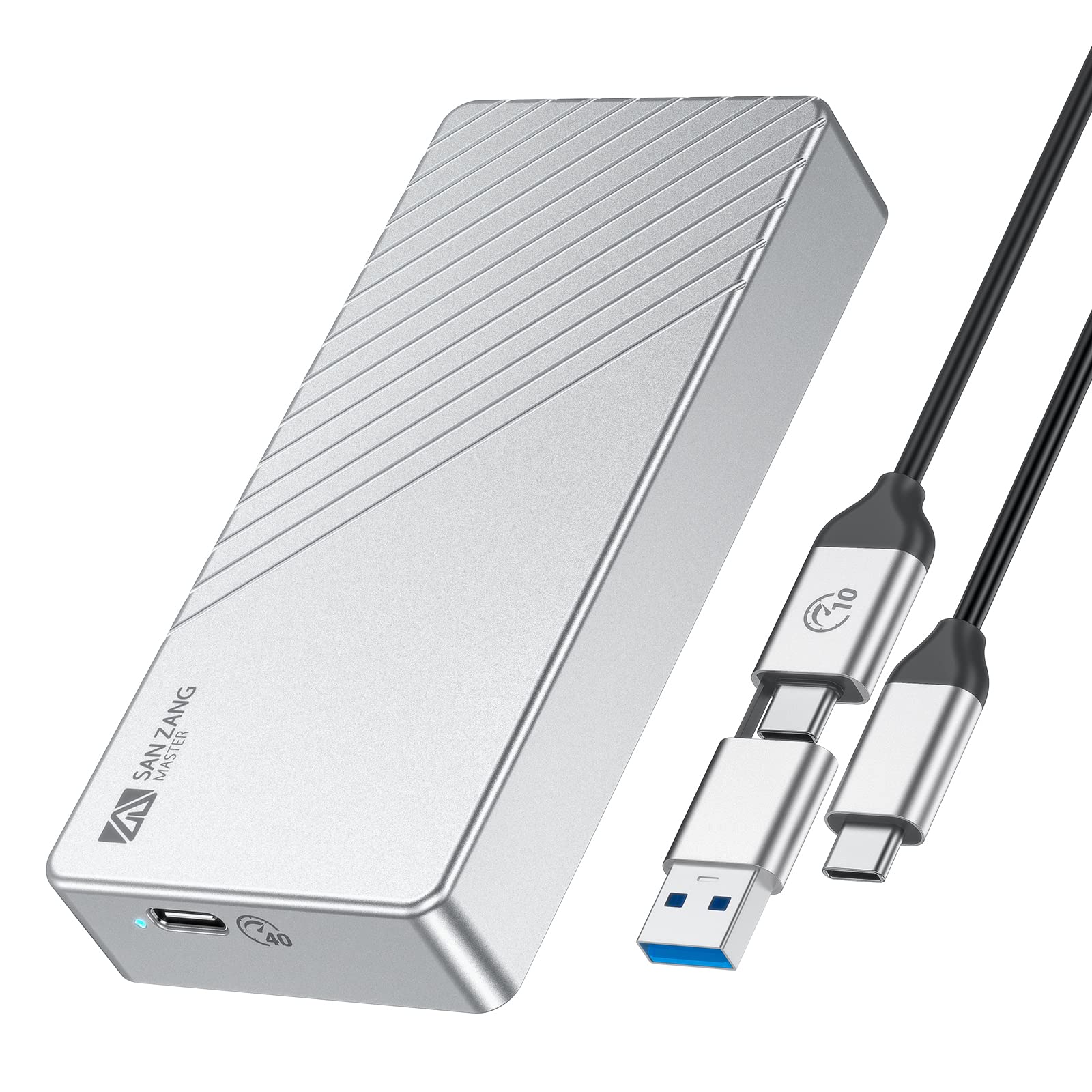 乐天商城 - SAN ZANG M.2 NVMe SSD 外付けケース USB4/Thunderbolt 4 40Gbps対応 ファンレス静音設計 高放熱アルミ合金筐体 2230-2280全サイズ対応（シルバー）