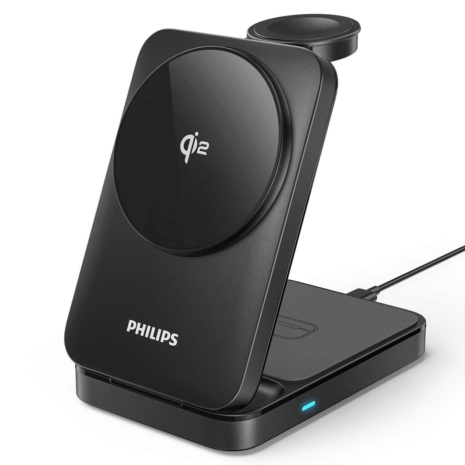 楽天湖南オンラインPhilips （フィリップス） 3-in-1ワイヤレス充電器 Qi2対応 最大15W マグネット式 MagSafe充電器 スタンド型 スマホ/ウォッチ/イヤホン対応 置くだけ充電 折りたたみ式 iphone16/15/14/13シリーズ Androidス