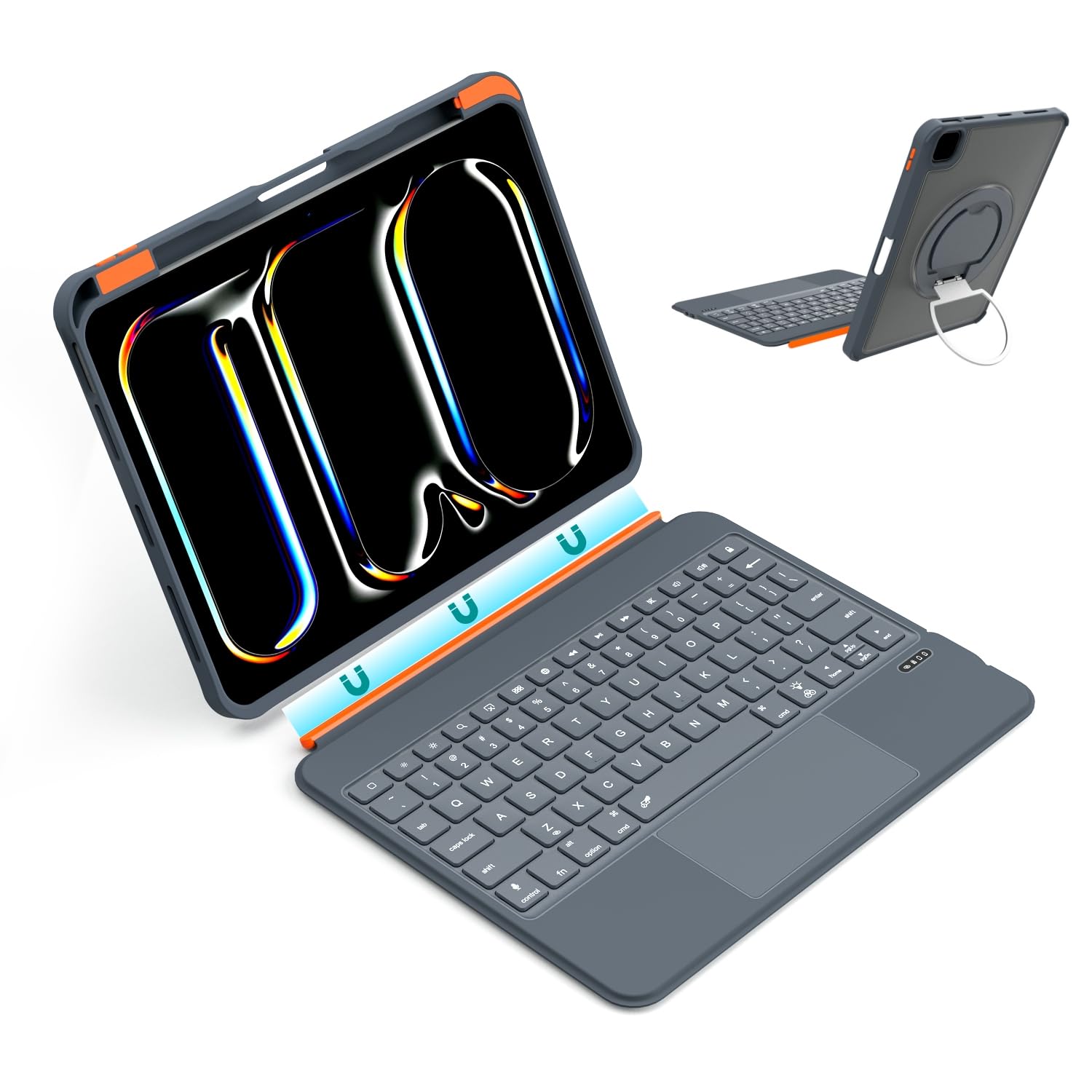 Seagtigau iPad Pro 11 (第1/2/3/4世代) & Air 11インチ M3/M2 & iPad Air 5/4 & iPad 第11/10世代 対応 キーボードケース (US QWERTY配列/取り外し可能/トラックパッド/360°
