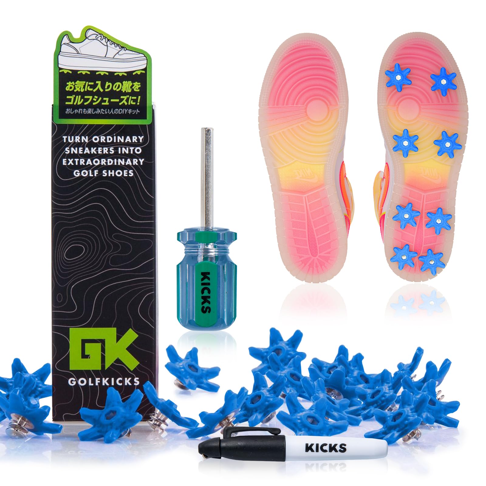 [GOLFKICKS] 【正規代理店】 ゴルフキックス スニーカーをゴルフシューズに ! シューズ スパイク (ブル..
