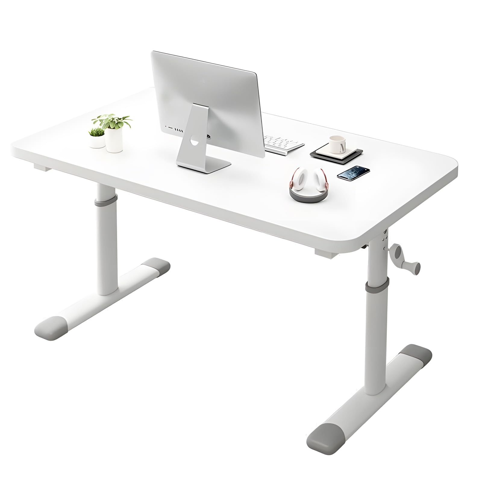 YASICA 昇降式デスク 高さ調節 65-90cm 手動昇降テーブル 静音 パソコンデスク テーブル リビングデスク 多機能 おしゃれ ゲーミングデスク 作業机 家庭学習机 簡単組立 在宅ワーク 会議室 オフィス ベッドルーム用 100×60cm (ホワ