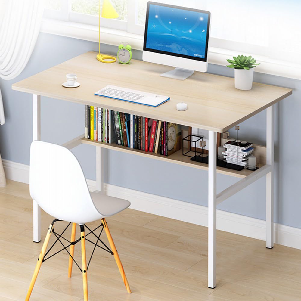 Embrace lifeシンプルワークデスク 平机 机 学習デスク つくえ パソコンテーブル オフィスデスク 幅100cm×奥行45cm 組立簡単一人暮らし インテリア もみじ 勉強机 モミジ色