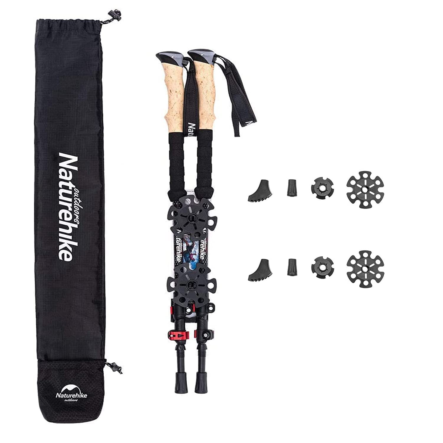 楽天湖南オンラインNaturehike トレッキングポール カーボン製 2本セット 炭素 トレッキングステッキ 自由伸縮可能 収納ケース付き 超軽量＆高強度 登山 遠足 ハイキング ウオーキング バックパック旅行 雪山 アウトドア【約200g コンパクト最小63cm】 （レ