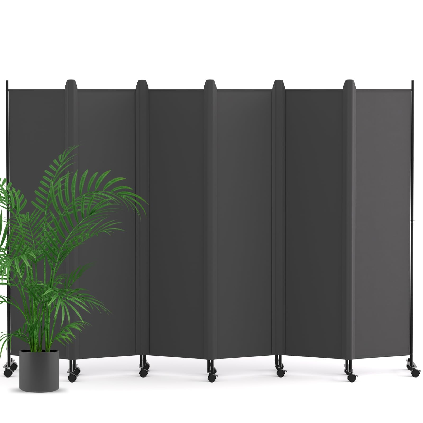 KELIXU パーテーション 間仕切り 6連 自立式 カバーストリップ付き 衝立 キャスター付き 高さ1.78m×幅3.02m 布タイプ 折りたたみ 仕切りパネル 軽量 クロスパーテーション 目隠し 屏風 おしゃれ 組み立て簡単 部屋 オフィス 会議室 (