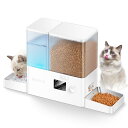 ROJECO 自動給餌器 猫 給水器一体化 餌やり機5L大容量 + 給水器 3.5L 餌詰まり防止 透明タンク 多頭飼いに向け2WAY給電 手動給餌 餌やり機 ステンレス皿 操作簡単 1日6食