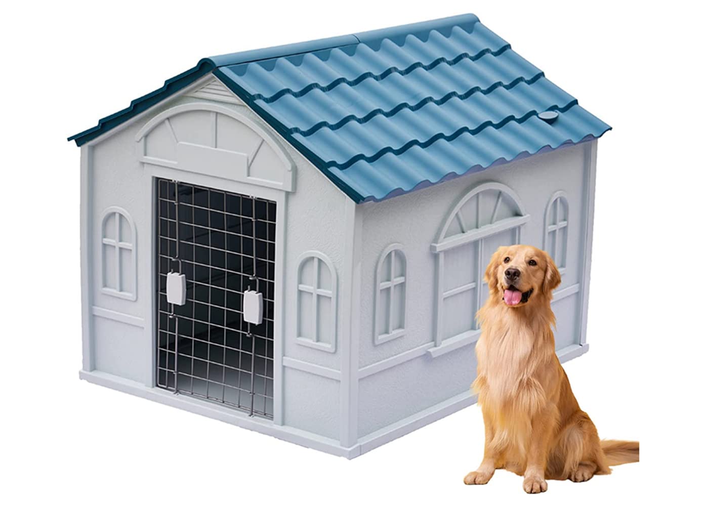 HPYWTJY 犬小屋 大型犬 プラスチック 犬小屋 屋外用 中型犬 断熱 犬小屋 屋外用 小型犬 犬小屋 室内 屋外 大型犬 小型犬 中型犬用 夏用 涼しい 犬舎 屋外用 室内用 夏用冬用 プラスチック 犬小屋 ペットハウス 鉄扉付き 猫ハウス 屋外用犬