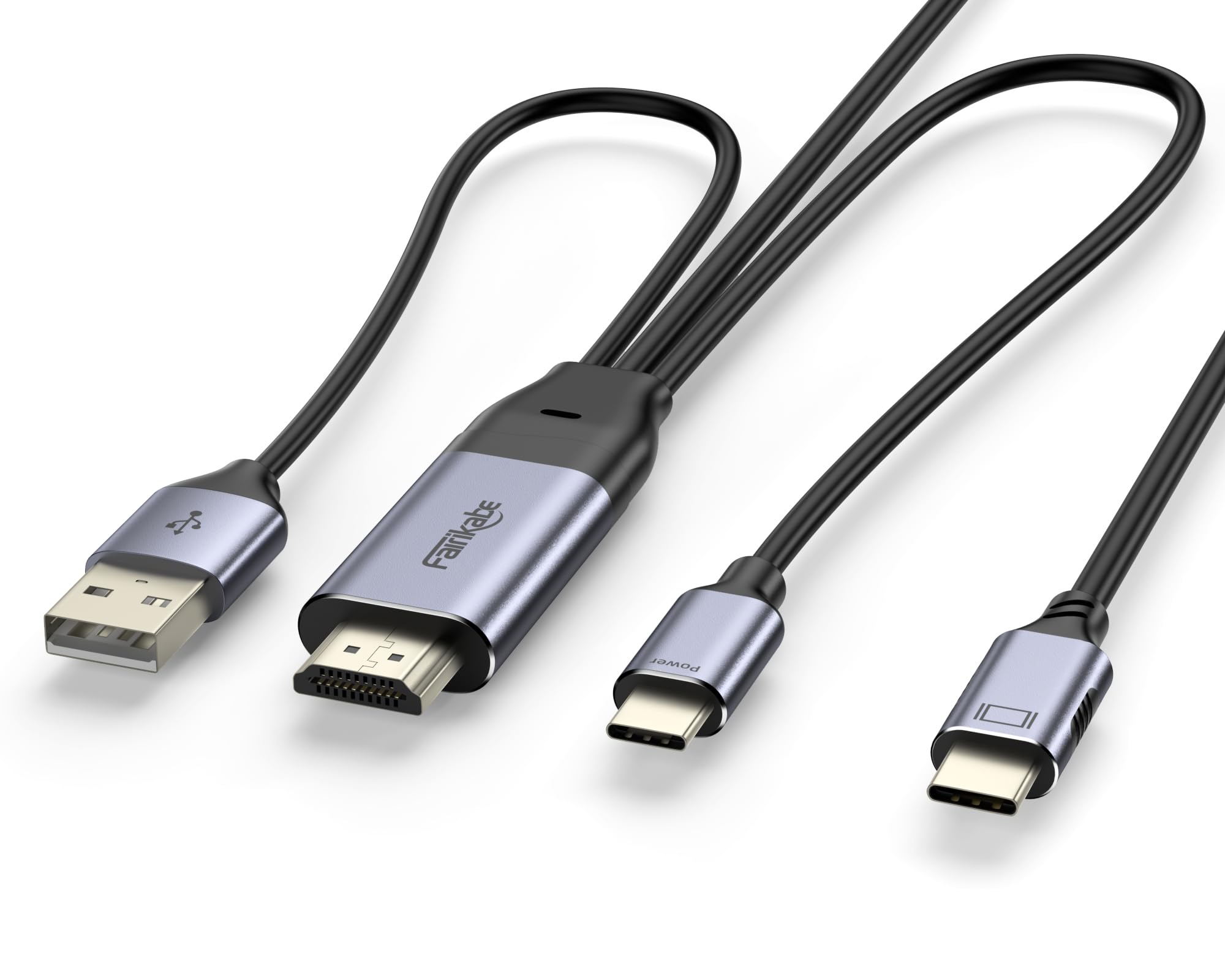 HDMI to USB-C 変換ケーブル 2.5m 4K@60Hz 60W給電対応 Studio Display対応、Xbox PS5 Steam Deckドック・Xreal Beam・WACOM・Nreal・RayNeo ARグラス・モバイルモニター用