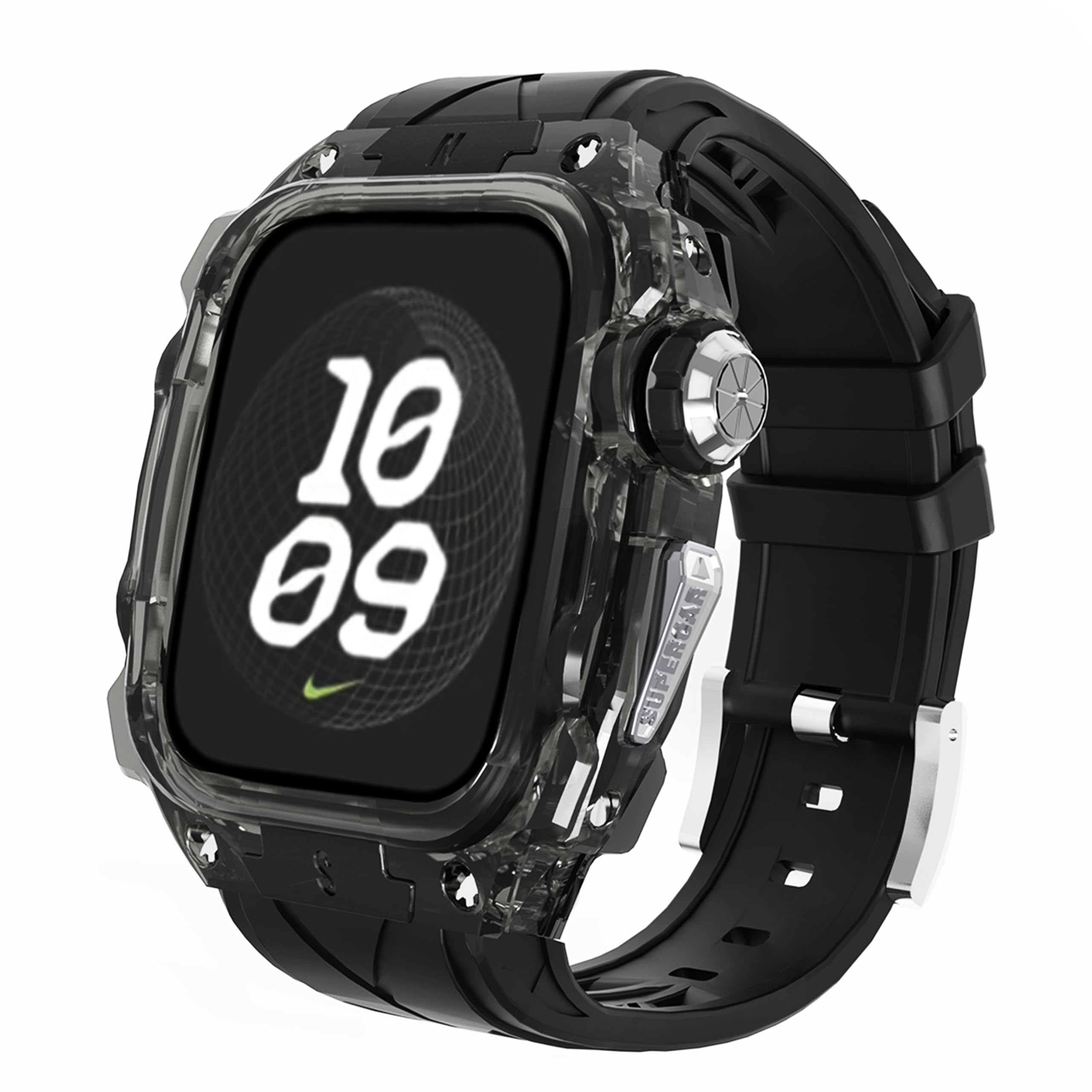 YiMingSun Apple Watch用ケース Apple Watch Series 10 46mm用バンパーケース付き 頑丈なメンズ高級透明保護 メンズ ...