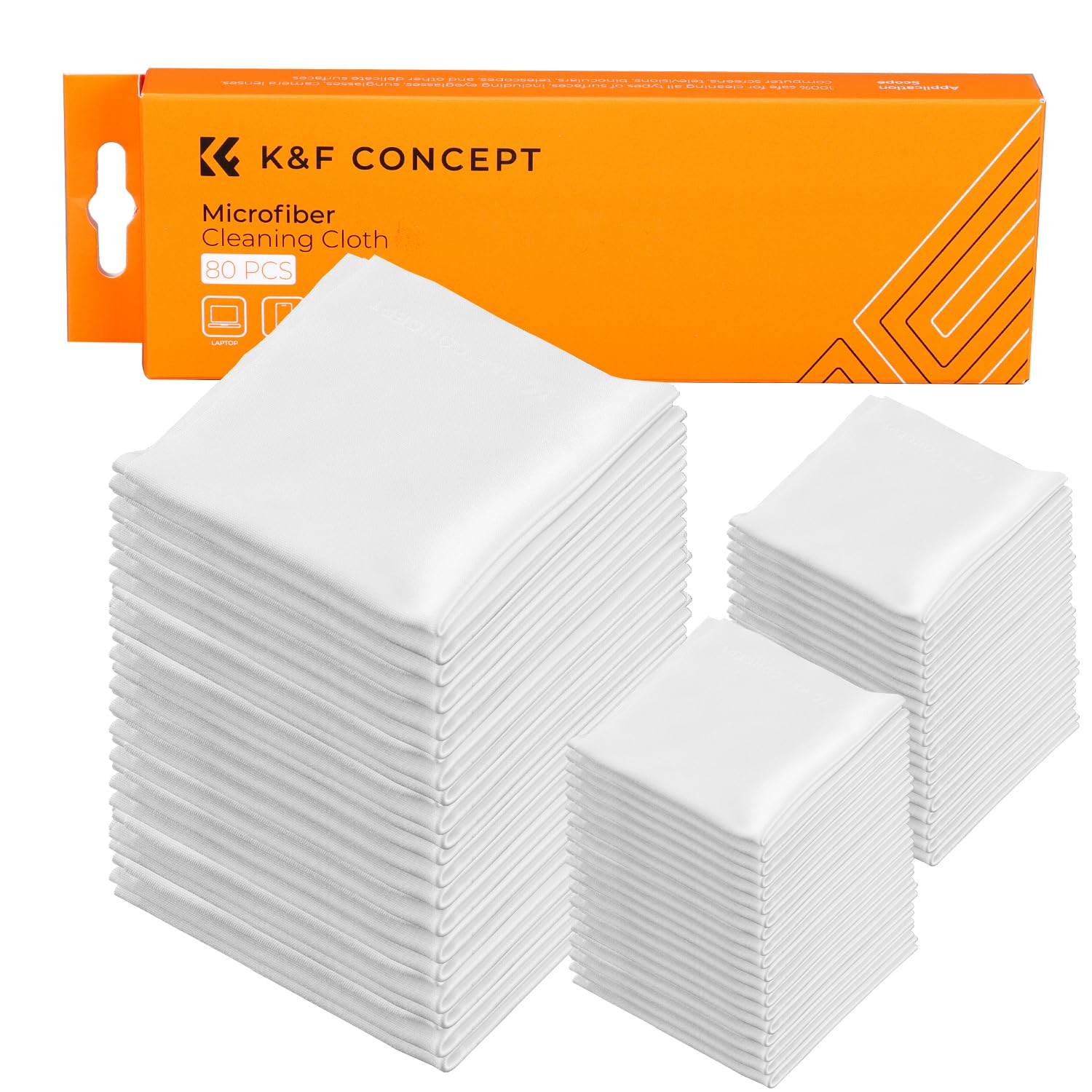 K&F CONCEPT クリーニングクロス メガネ拭き 80枚入り 15cmx15cm 個別真空パック マイクロファイバー クロス 再利用可能 水洗い 眼鏡拭き センサー専用 クリーニングスティック メンテナンス用品 お手入れ 掃除用品 一眼レフカメラ対応