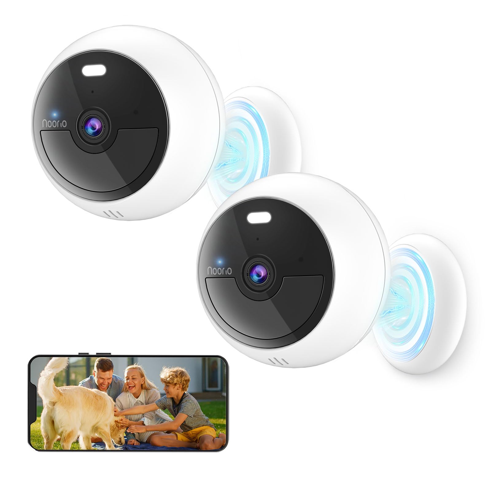 Noorioノリオ B200-SE 防犯カメラ 屋外 200万画素 ワイヤレス WiFi 磁石式マグネット 完全無線 見守りカメラ 充電式 IP66防水防塵 監視カメラ 音声通話 人感センサー 無料AI動体検知 カラーナイトビジョン アプリ通知 室内 簡単