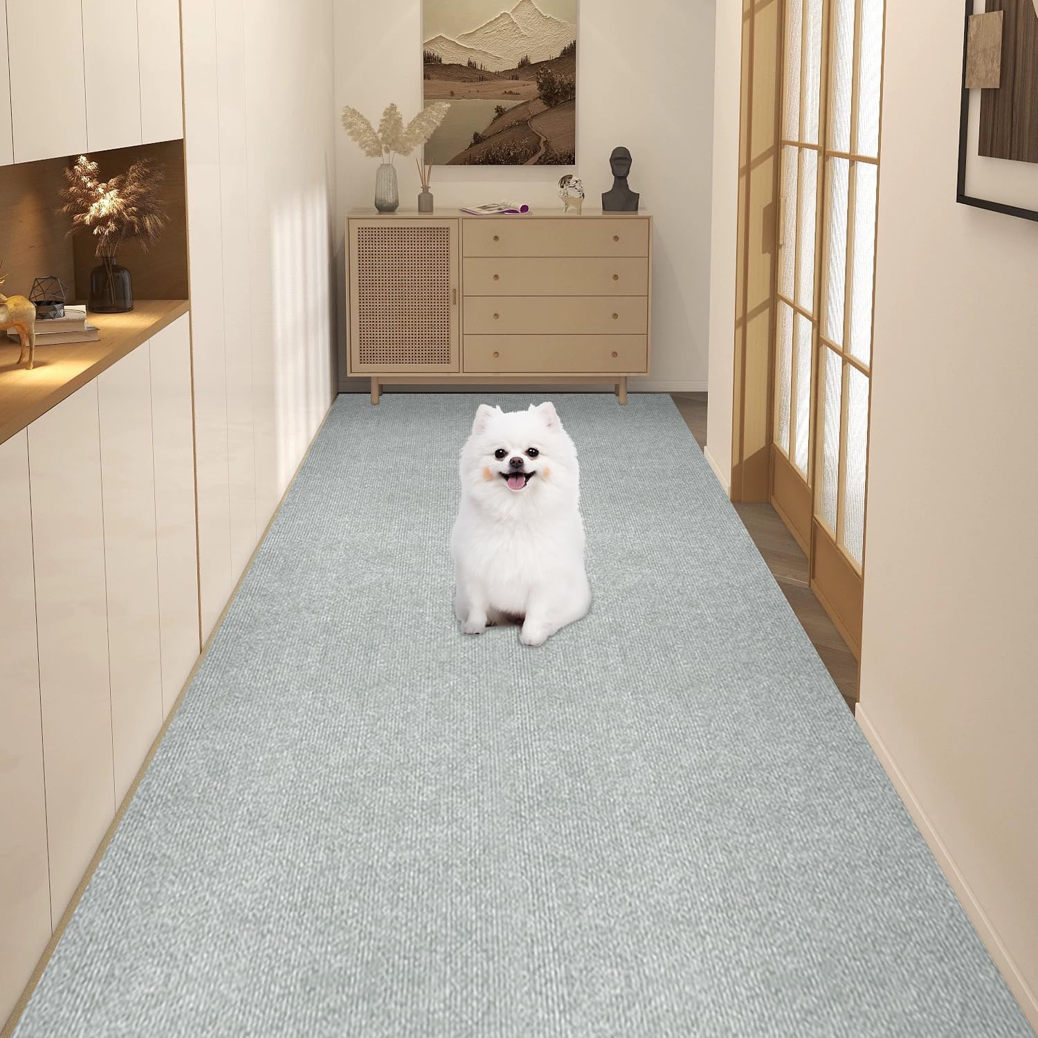 【 限定ブランド】WEIDUOYI廊下カーペット マルチロールカーペット 置くだけで吸着マット 80×600cm 厚さ4 mm ロングカーペット ズレない 洗える 撥水 足腰負担軽減 無地 ロングマット ロールマット 廊下マット キッチンマット 玄関マット