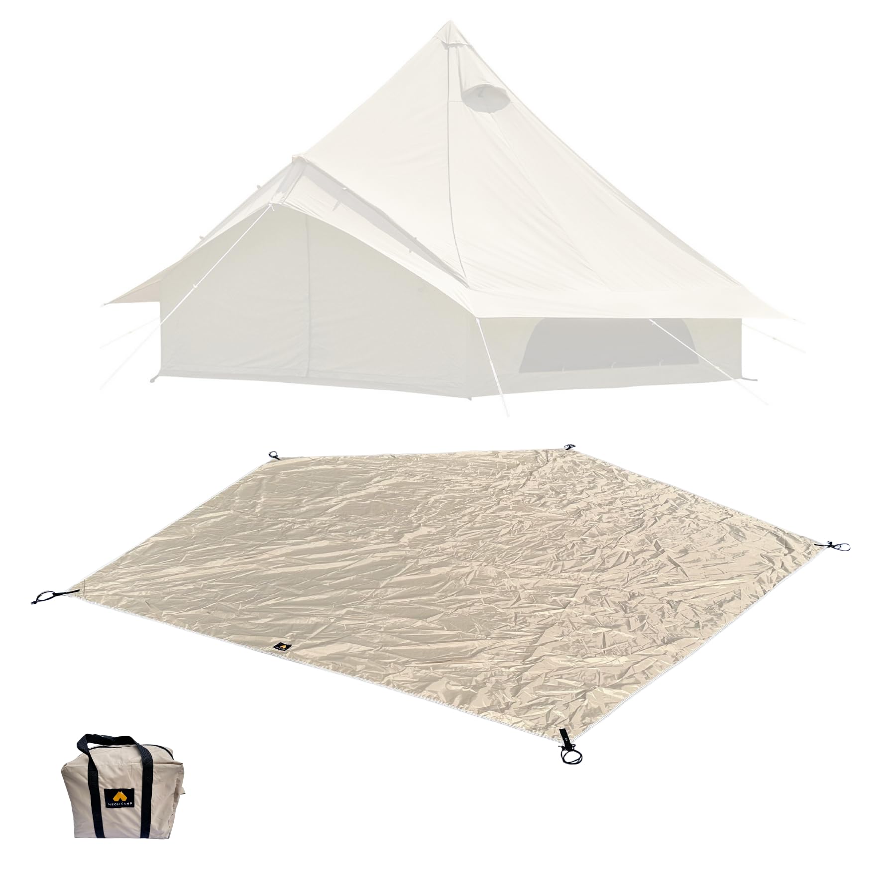 楽天湖南オンラインMECH CAMP グランドシート テントアクセサリ 防水シート フットプリント ハトメつき 収納袋付き アウトドア キャンプ ※テント本体は含まれません【オガワ（ogawa）代替品 】 （グロッケ16 T/C 代替品 全面用）