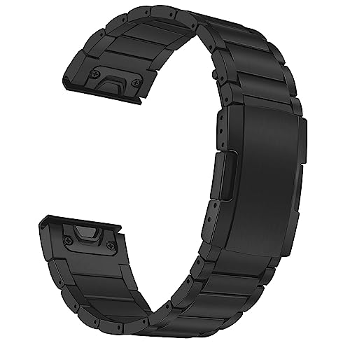 Quickfit 22mm チタン製ベルトに適合ガーミン Garmin Approach S62/ Fenix 6 / Fenix 5 / Fenix 7 / EPIX 2用, トリプルシートベルトバックル交換 バンドに対応Garmin Instinct