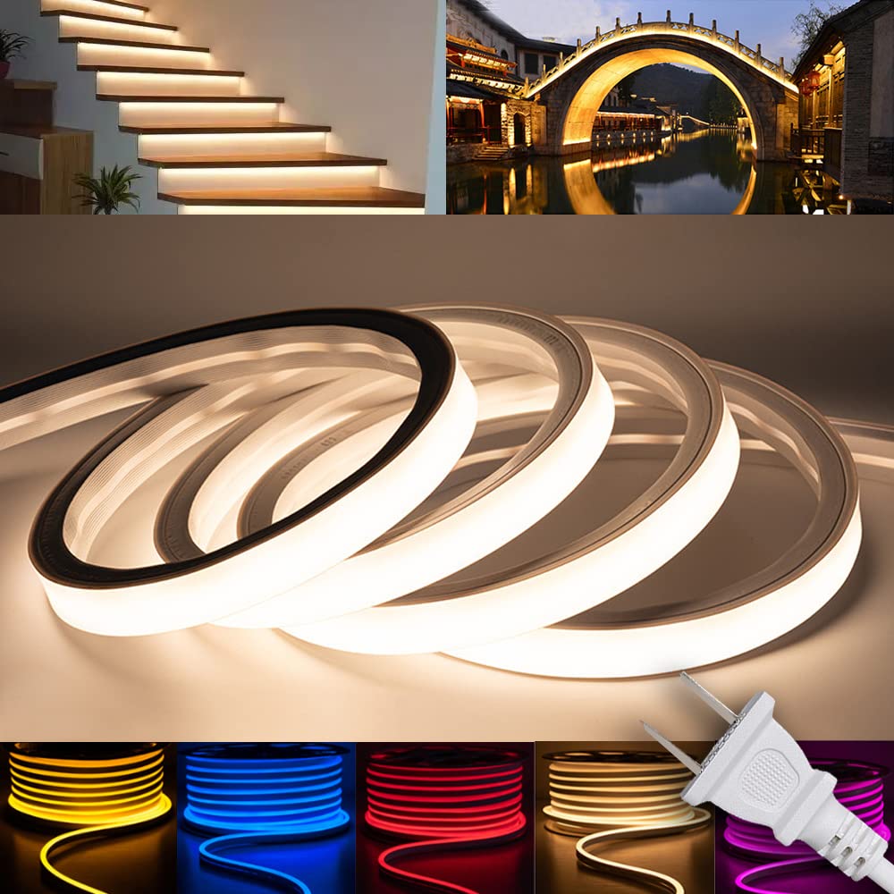 SPAHER EL蛍光チューブ LEDテープライト AC100V 防水 2024新開発 ELワイヤー 120SMD/M 配線不要 間接照明 プラグアンドプレイ 折り曲げ自在 切断可能 長持ち 駐車場 店舗 アウトドア DIY 照明 作業灯 電源スイッチ含む