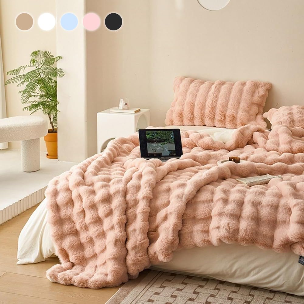 VERILADY 毛布 ふわとろ毛布 ふわもこ毛布 ブランケット 柔らかく肌触 ふわふわ モコモコ 冷え対策 洗える おしゃれ 静電気防止 暖かい 厚手 冬用(180x200,ピンク)