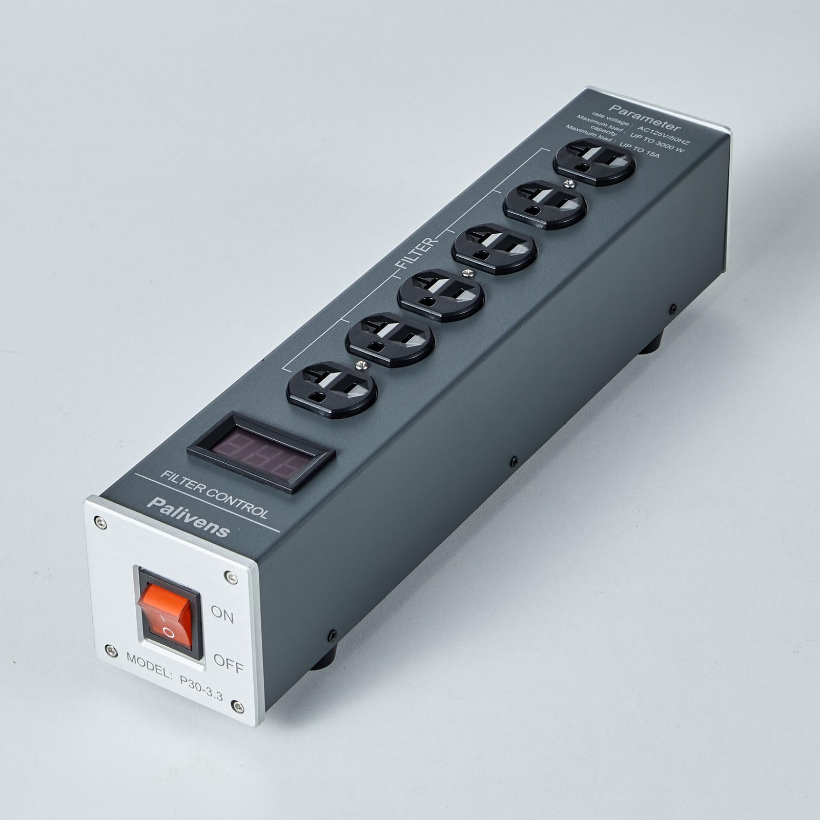 Pailvens AC パワー フィルター パワー コンディショナー表示、4 つの方法電源ソケット、ライン コンディショナー電源フィルター、HiFi CD プレーヤー、テレビ、グレーに適したパワー コンディショナー オーディオ