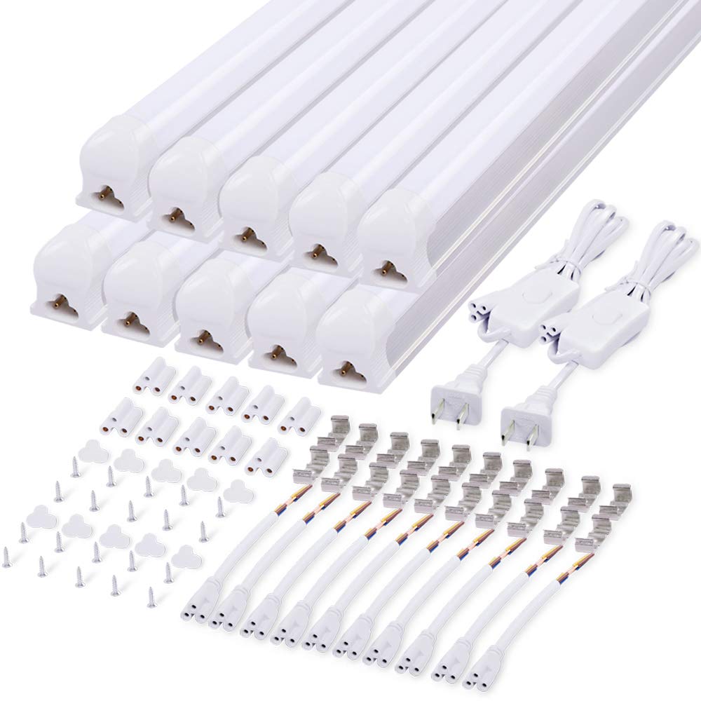 配線工事不要 高輝度 一体式LED蛍光灯 40W型 2600LM 消費電力18W 昼光色6000K 1.5m配線コード付き 120c..