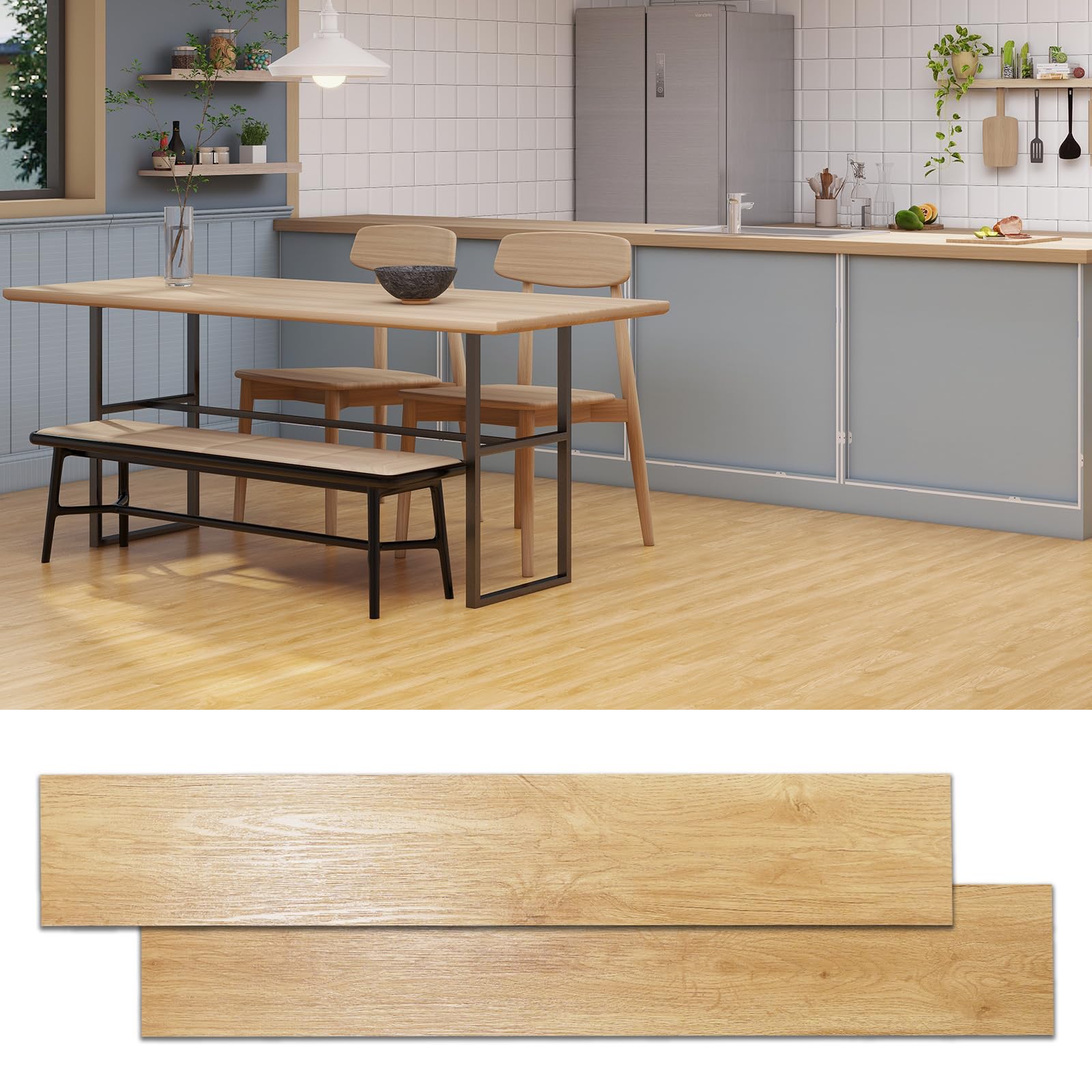 Mysflosy フロアタイル クッションフロア 木目調 貼るだけ シール式 床 リノベーション フローリング ..