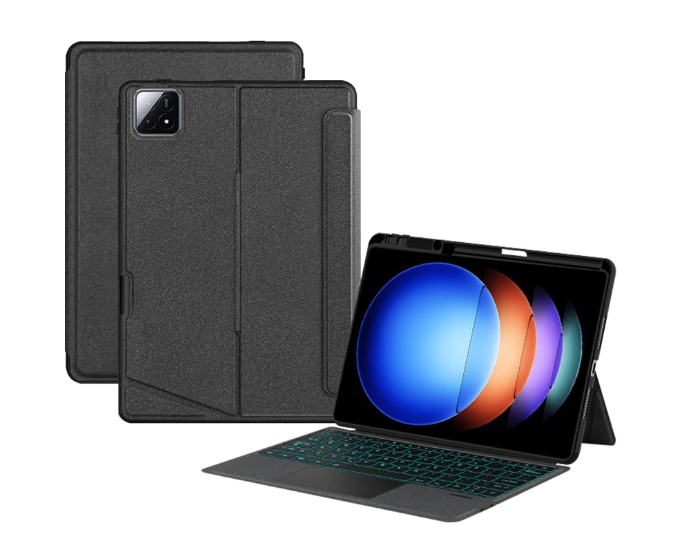 SGTMAYX 縦/横置き対応 Xiaomi Pad 7/Xiaomi Pad 7 Pro タブレットケース タッチパッド バックライト付き マグネット式 ケース 分離式 角度を自由に変更 ビジネス用 学習用 日常使用
