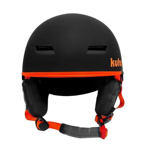 kufun スキー ヘルメット スノーボード キッズ スノボ ヘルメット バイザー 子供 大人 メンズ ジュニア レディース ダイヤルサイズ調整可 (ブラック-F, S(50-54CM))