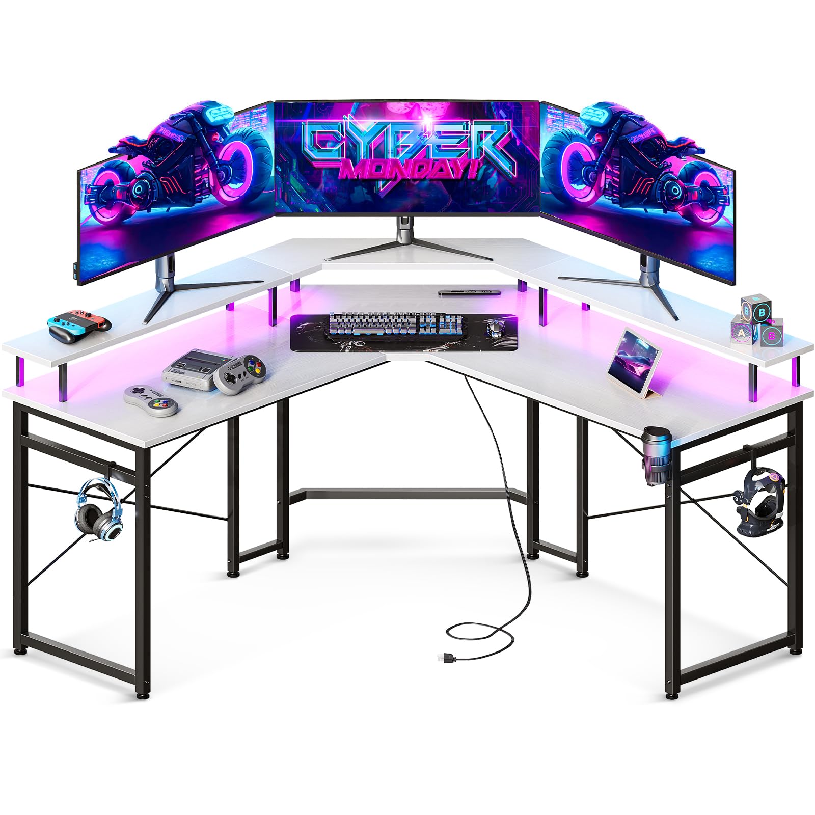 楽天市場】ゲーミングデスク l型（カラーホワイト）（ホビー）の通販