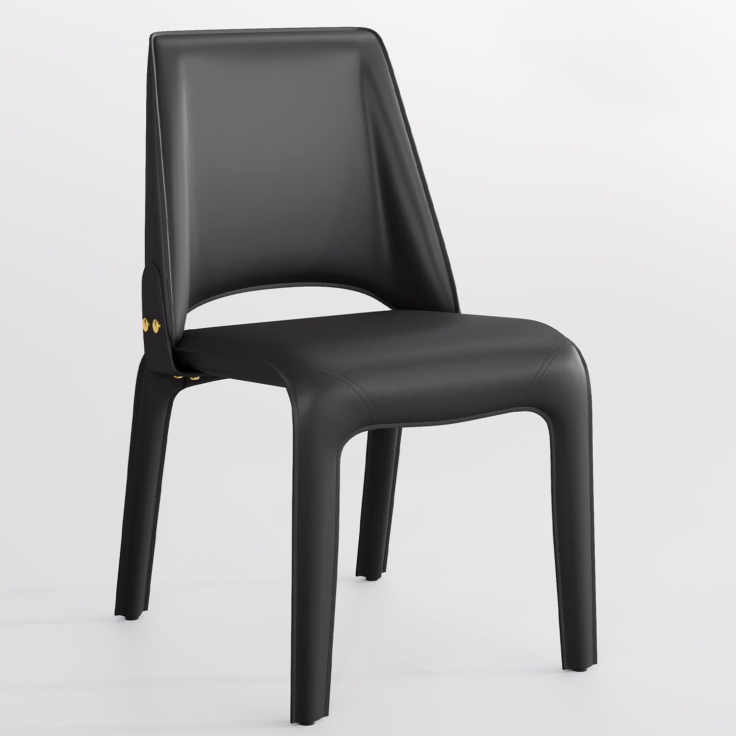 Kidol & Shellder ダイニングチェア 椅子 高級厚いPUレザー 全面レザー覆われ スチール脚 北欧おしゃれ シンプルデザイン 背もたれ付き 肘なし 家庭用 化粧椅子 おしゃれチェア 5年保証 (1脚,黒い)