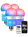 スマート電球 WiFi LED電球 4個セット Alexa対応 Google Home対応 マルチカラー 電球色 昼光色 9W E26 100V 800lm スマート家電照明 超省エネライト 調光調色ランプ 目覚め リモコン付