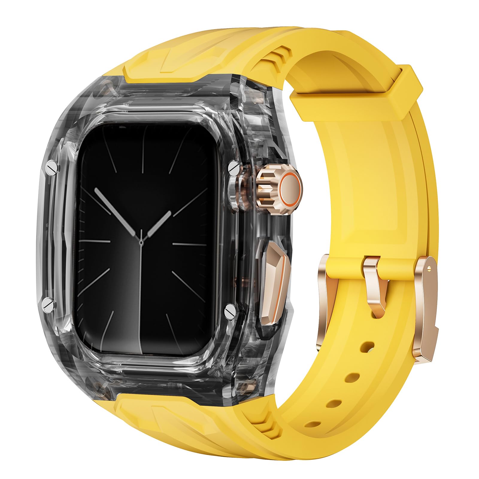 LIRUWECH for Apple Watchバンドとケースと背面ケースの3in1一体型デザイン 49mm/45mm/44mm/42mm/41mm/40mm ...
