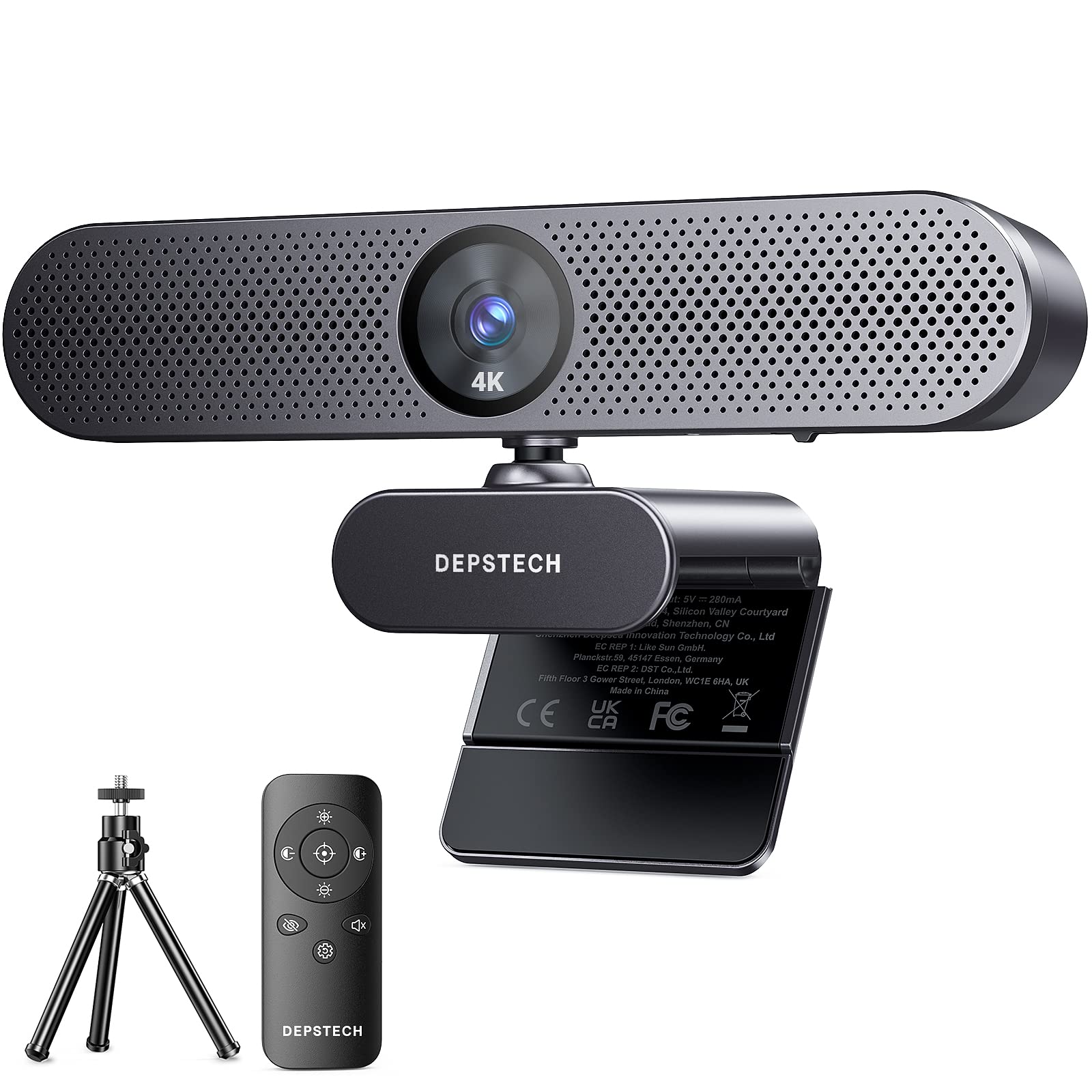 WEBカメラ 4K オートフォーカス リモコン付き 内蔵式プライバシーカバー 明るさ/彩度調節可能 ノイズ低..