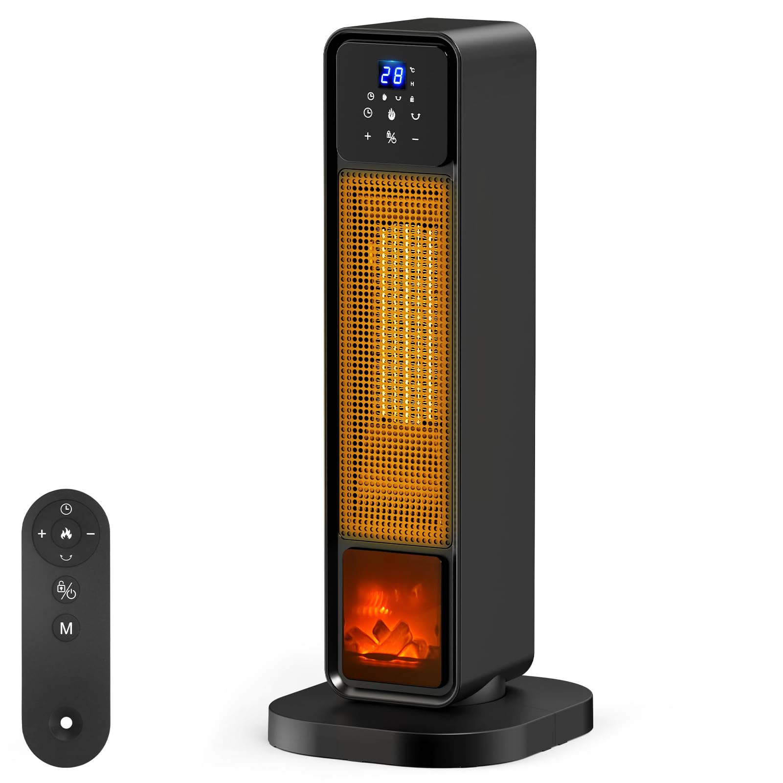 セラミックヒーター 【2S速暖 ECO知能恒温 省エネ】 70°首振り 1200W 暖房器具 タッチ操作 転倒自動OFF 過熱保護 タイマー機能 足元暖房 電気ストーブ 低騒音 脱衣所 トイレ 洗面所 寝室 部屋 お風呂 リビング 10畳 リモコン付 節電