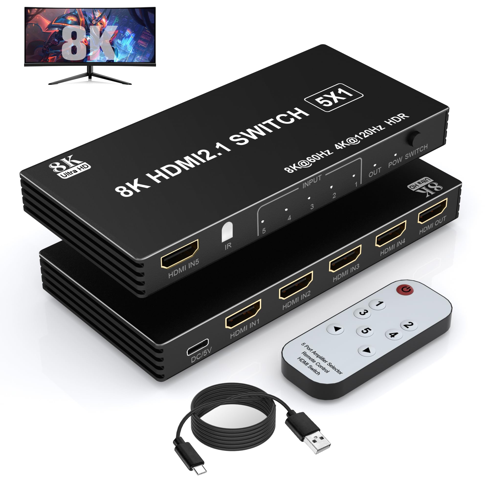 8K HDMI2.1ؑ֊ 51o 8K@60Hz/4K@120Hz HDMIZN^[ HDMIؑ֊탊Rt48Gbps HDMI2.1 HDCP 2.3 yPS3/PS4/PS5/SwitchmFς݁z