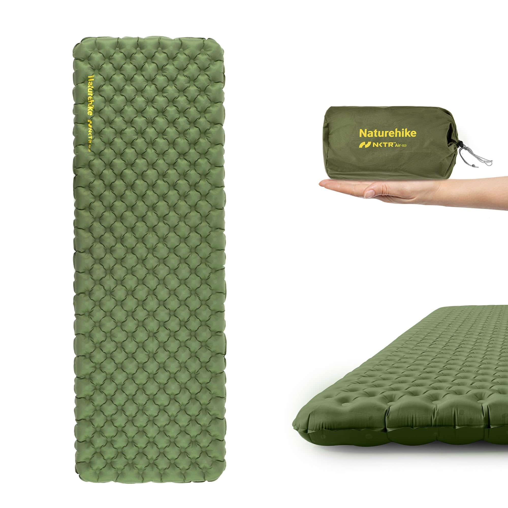 楽天湖南オンラインNaturehike エアーマット SGS認証 R3.2~8.8 約500g超軽量 厚手8~12cm -30℃以上対応 コンパクト 八層保温 ミイラ連結可能 インフレータブルパッド 防水 快適 アウトドア ツーリング キャンプマット 車中泊 エアーベッド