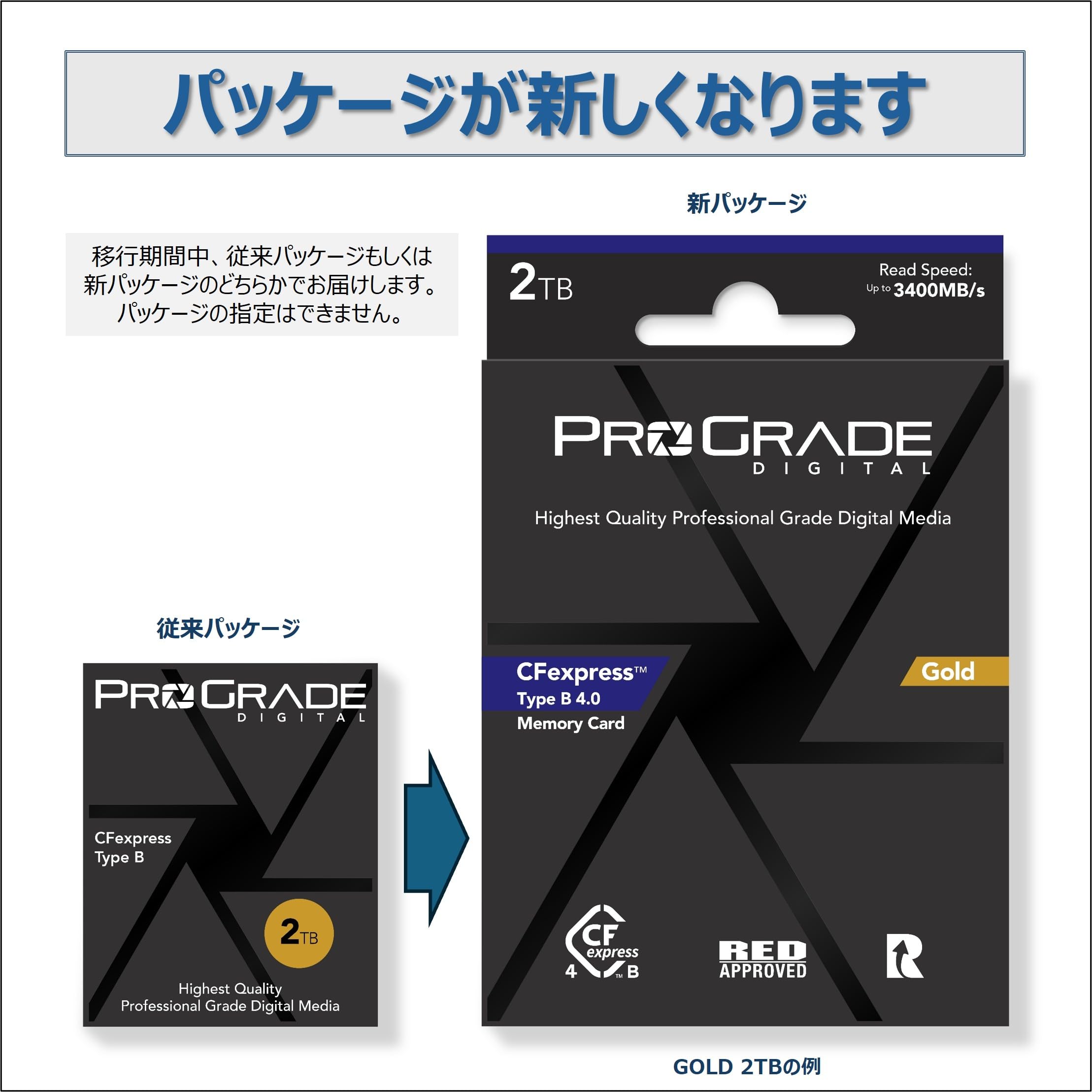 ProGrade Digital CFexpress 4.0 Type B GOLD 240GB メモリーカード (最大読込3100MB/s 最大書込1600MB/s, 持続書込700MB/s) プログレードデジタル 正規輸入品